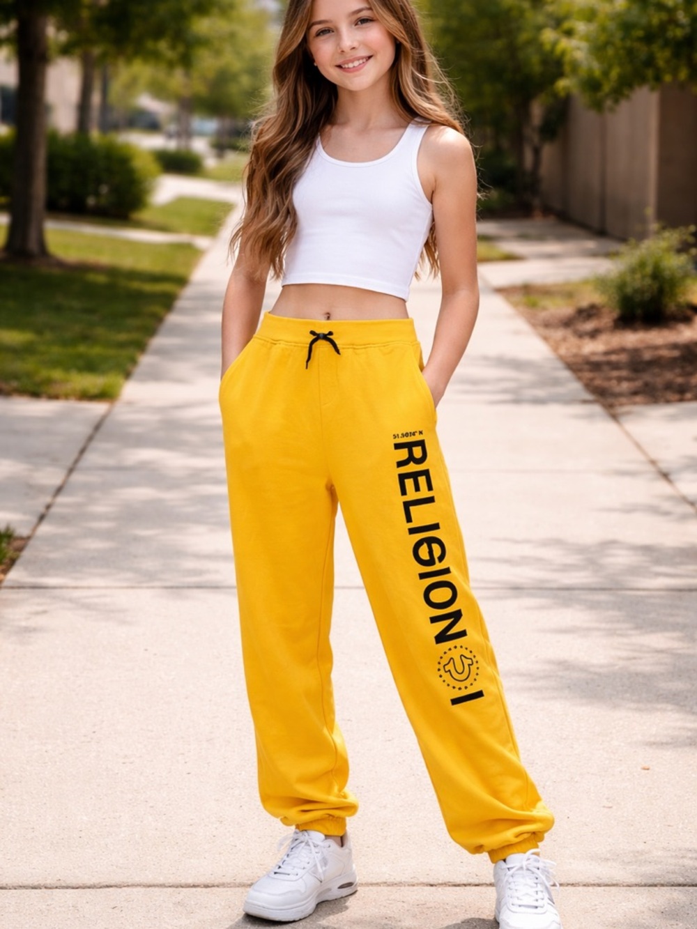 True‎ Religion Bright Yellow/Honey Mustard Logo Joggers YOUTH XL